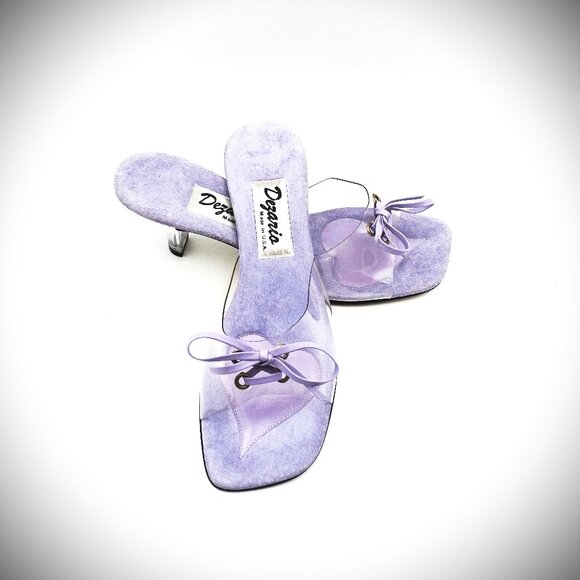 Dezario Shoes - DEZARIO Lilac Color  Leather Transparent Clear Strap Lucite Heels Sandals Size 8
